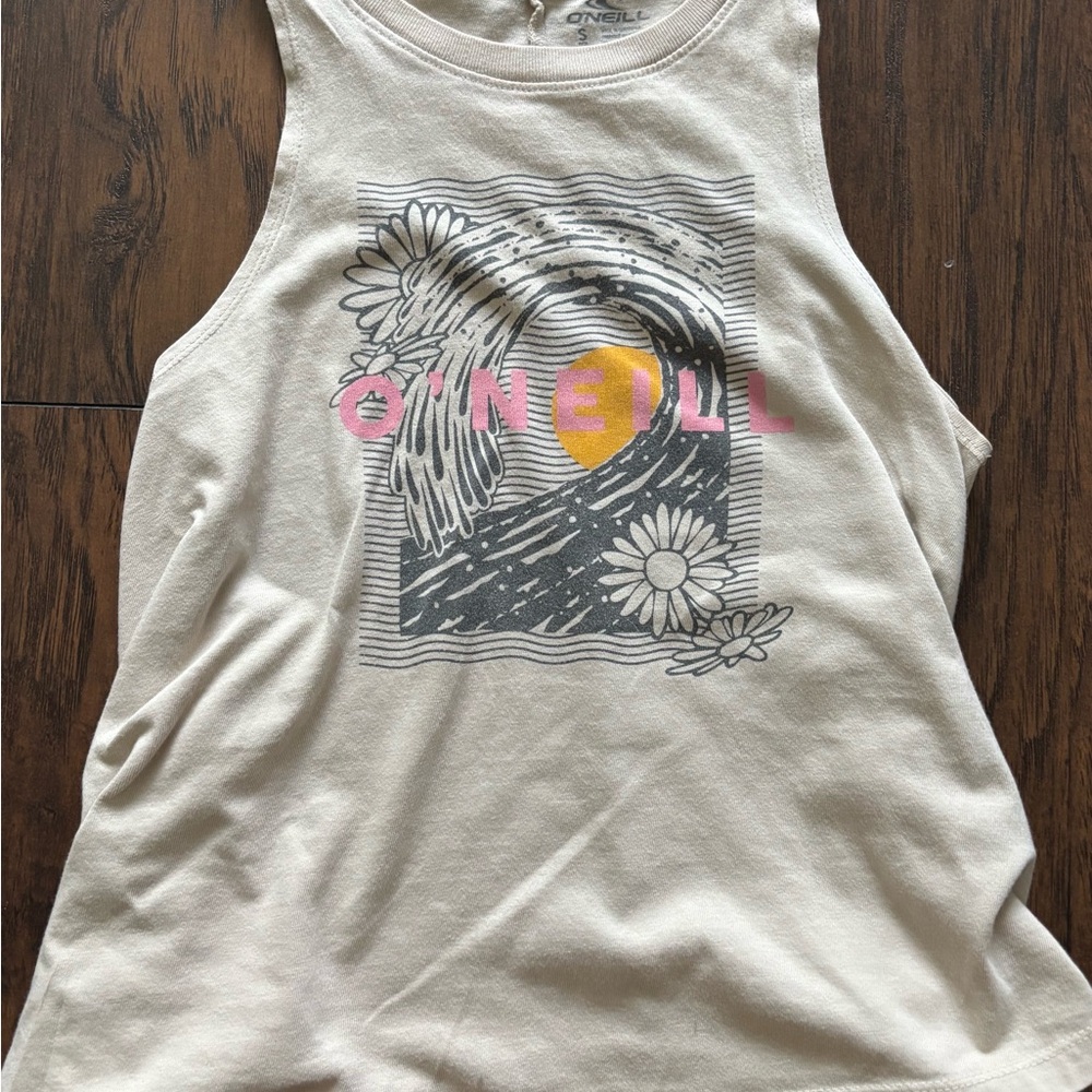 O'Neill Beige Wave Graphic Tank Top